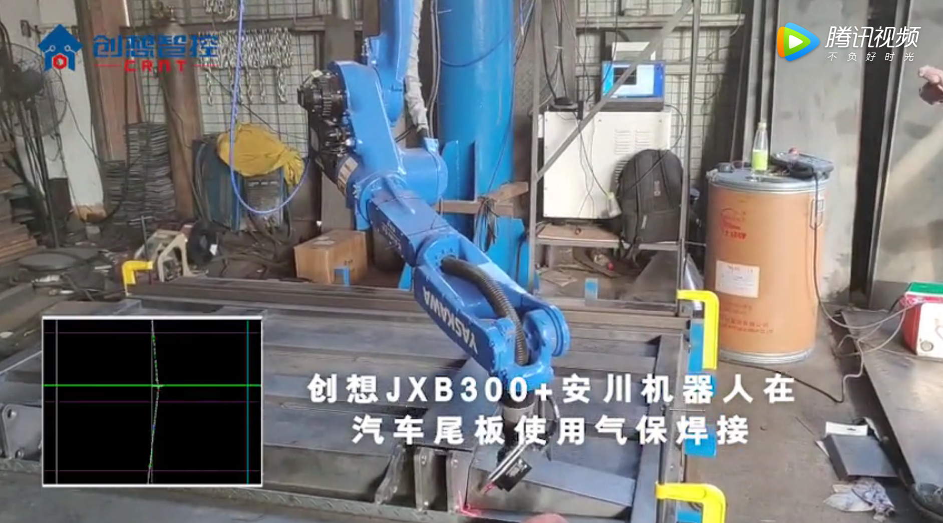  JXB300+安川機(jī)器人在汽車尾板使用氣保焊接實(shí)現(xiàn)四點(diǎn)求交點(diǎn)、點(diǎn)位組合應(yīng)用